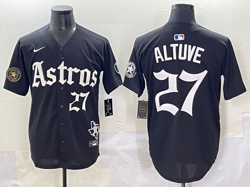 Men 2025 Houston Astros #27 Altuve Black Five generations Joint Name Nike MLB Jersey style 17